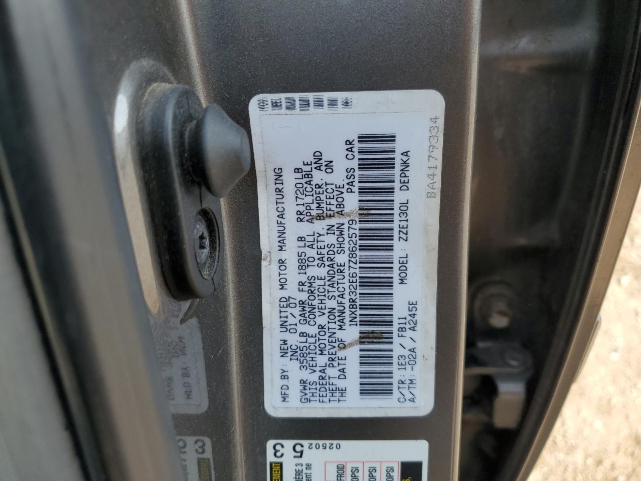 Lot #3281558389 2007 TOYOTA COROLLA CE