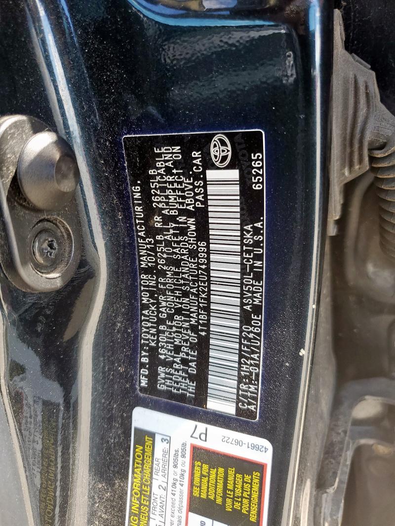 2014 TOYOTA CAMRY L - 4T1BF1FK2EU749996