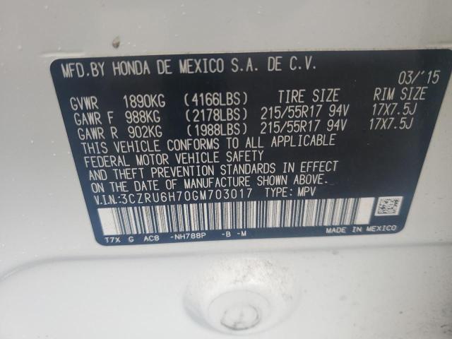 2016 HONDA HR-V EXL 3CZRU6H70GM703017