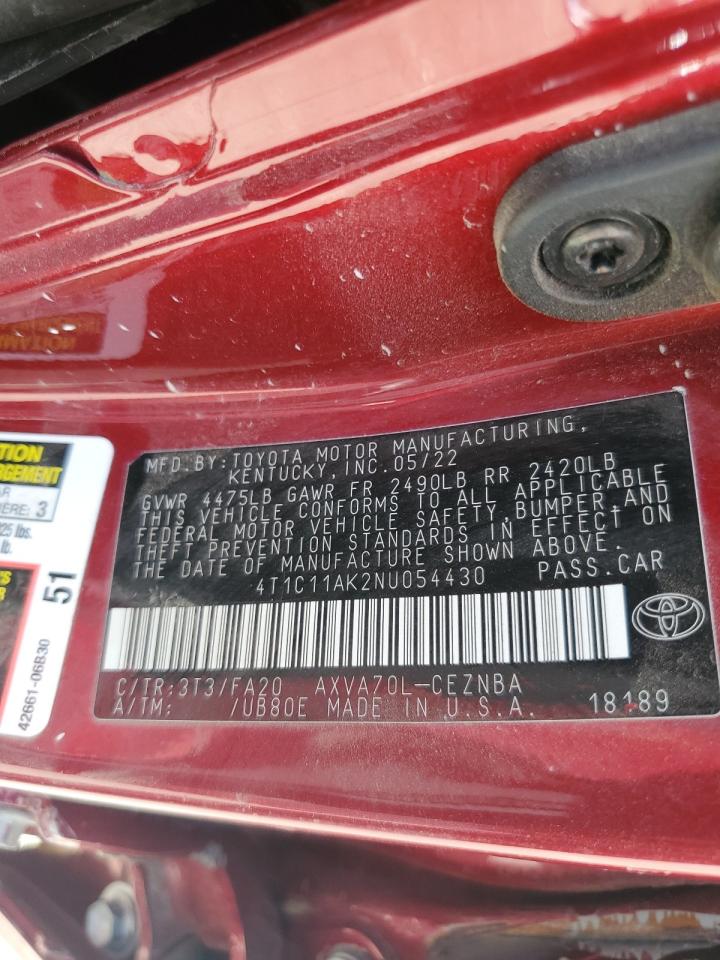 Lot #3247012226 2022 TOYT CAMRY LE