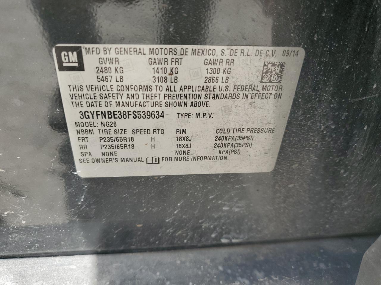 Lot #3317916921 2015 CADILLAC SRX LUXURY