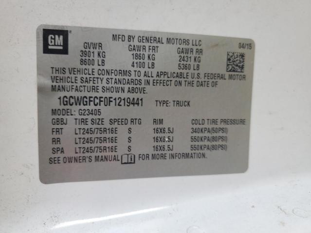2015 CHEVROLET EXPRESS G2 1GCWGFCF0F1219441
