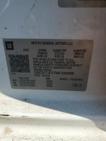 2021 CHEVROLET SILVERADO - 1GC5YLEY7MF105099