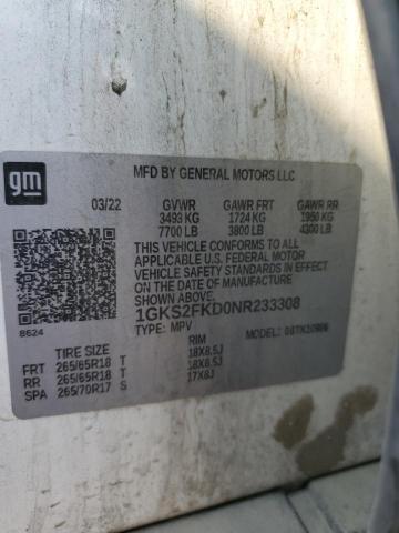 2022 GMC YUKON XL K 1GKS2FKD0NR233308