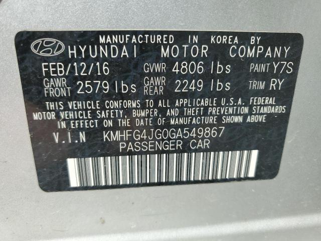 2016 HYUNDAI AZERA KMHFG4JG0GA549867