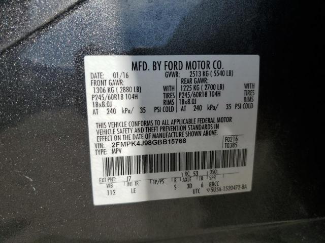 2016 FORD EDGE SEL 2FMPK4J98GBB15768