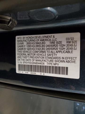 2022 HONDA PILOT SE 5FNYF6H26NB044636