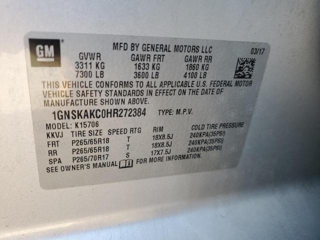 2017 CHEVROLET TAHOE K150 1GNSKAKC0HR272384