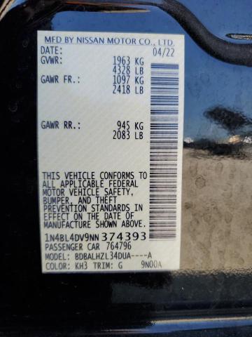 2022 NISSAN ALTIMA SV 1N4BL4DV9NN374393