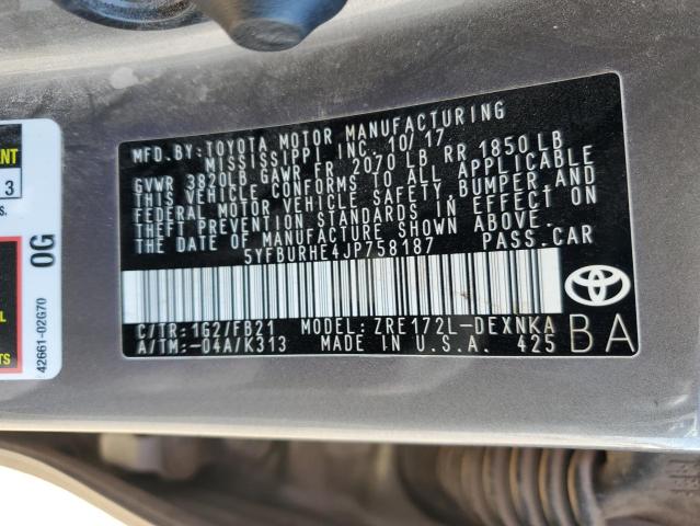 2018 TOYOTA COROLLA L 5YFBURHE4JP758187