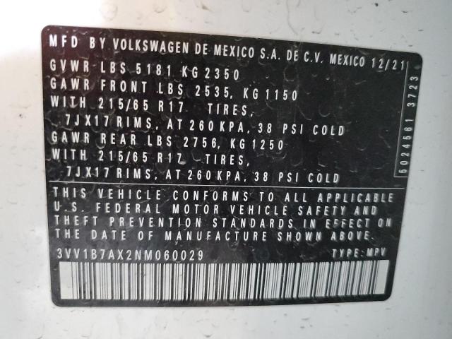 2022 VOLKSWAGEN TIGUAN S 3VV1B7AX2NM060029