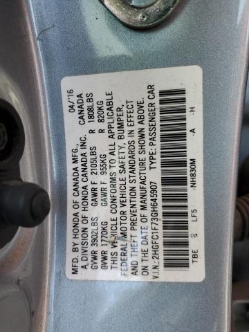 2016 HONDA CIVIC EXL 2HGFC1F73GH645907