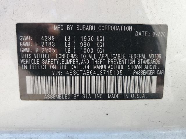 2020 SUBARU IMPREZA - 4S3GTAB64L3715105