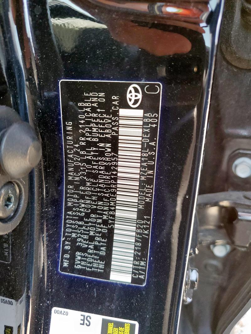 2024 TOYOTA COROLLA LE 5YFB4MDE9RP142957