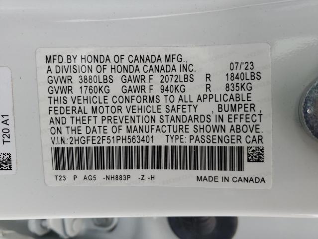 2023 HONDA CIVIC SPORT - 2HGFE2F51PH563401