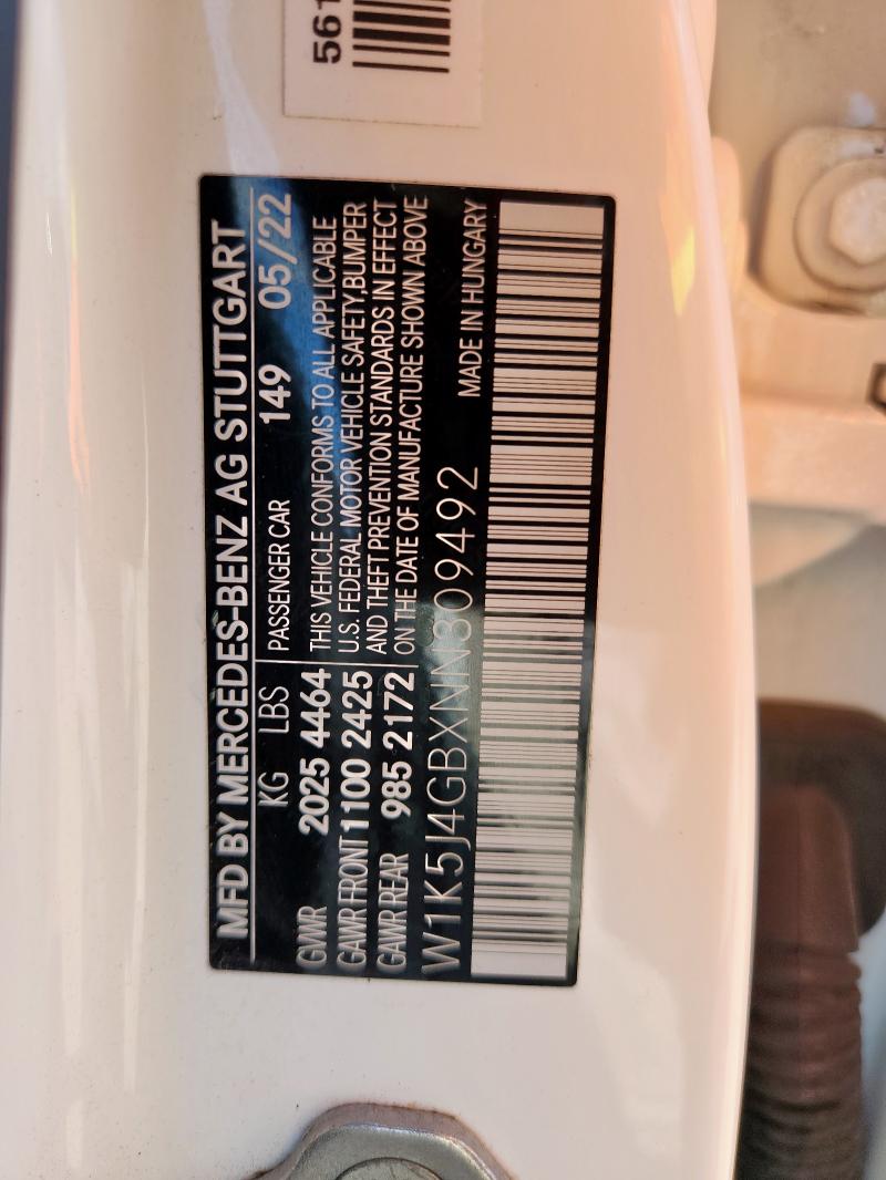 2022 MERCEDES-BENZ CLA 250 - W1K5J4GBXNN309492