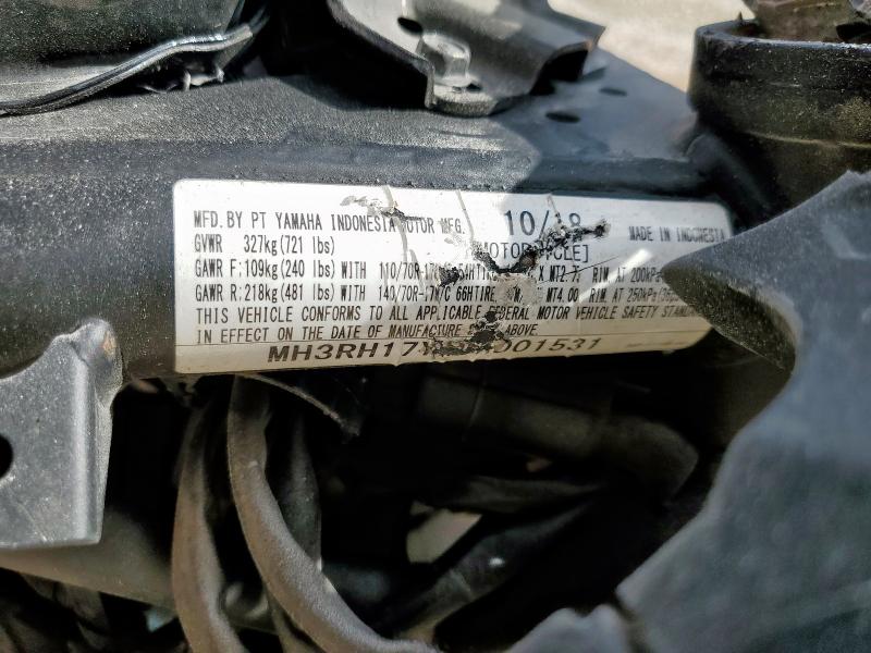 2019 YAMAHA YZFR3 MH3RH17Y9KK001531