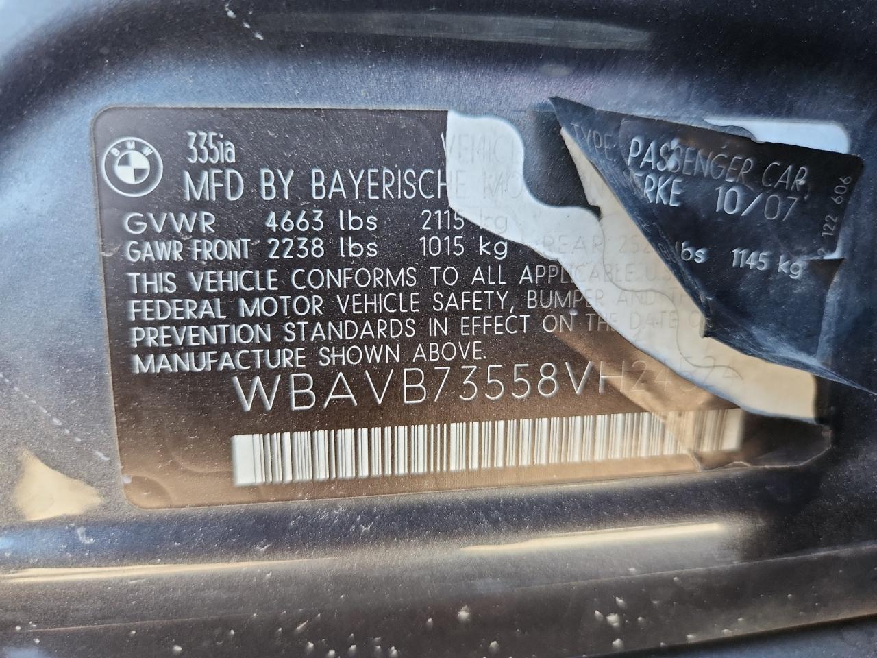 Lot #3287719168 2008 BMW 335 I