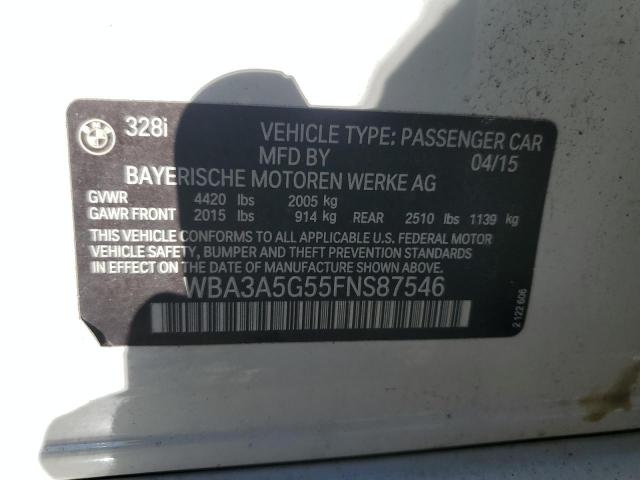 2015 BMW 328 I WBA3A5G55FNS87546