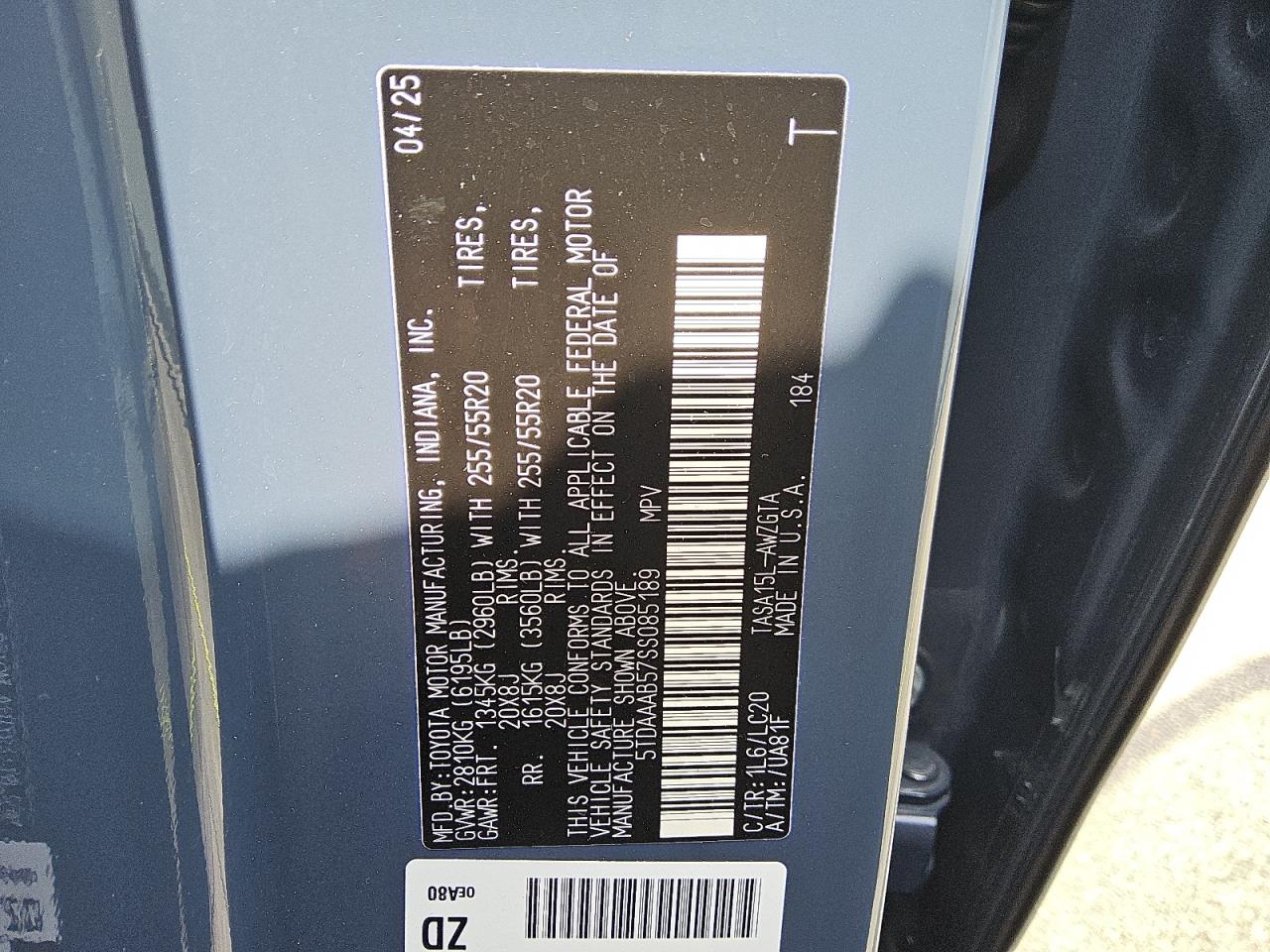 Lot #3308341034 2025 TOYOTA GRAND HIGHLANDER LE