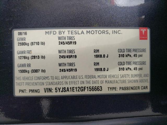 2016 TESLA MODEL S 5YJSA1E12GF156663