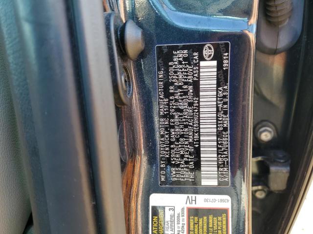 2017 TOYOTA AVALON XLE 4T1BK1EB9HU247942