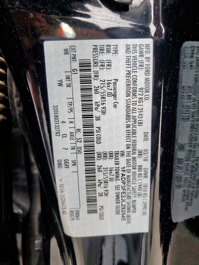 2018 FORD FOCUS SE 1FADP3FE2JL292645