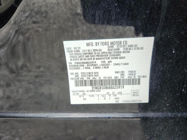 2019 FORD FLEX LIMIT 2FMGK5D86KBA35919