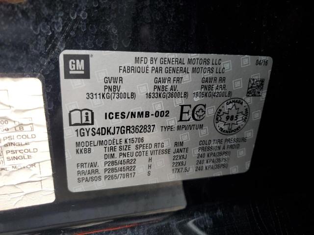 2016 CADILLAC ESCALADE 1GYS4DKJ7GR362837