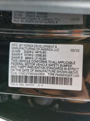 2022 HONDA ACCORD SPORT SE 1HGCV1F40NA033906