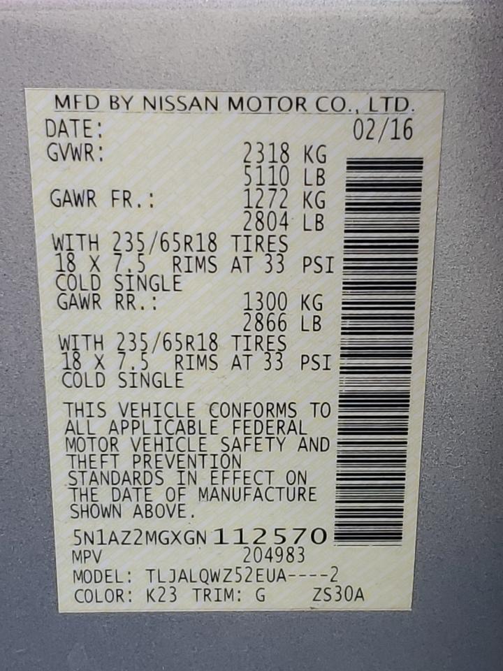 Lot #3315853168 2016 NISSAN MURANO S