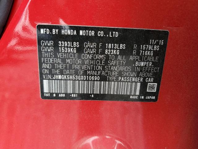 2016 HONDA FIT LX JHMGK5H53GX010690