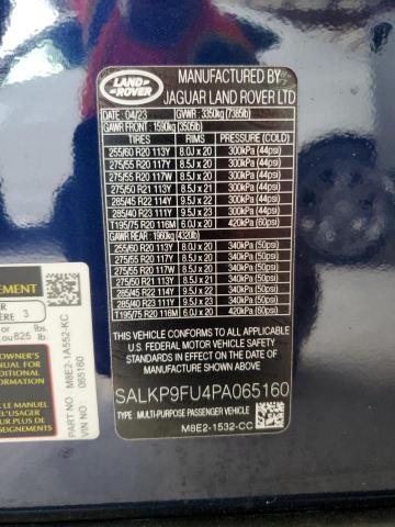 2023 LAND ROVER RANGE ROVE SALKP9FU4PA065160