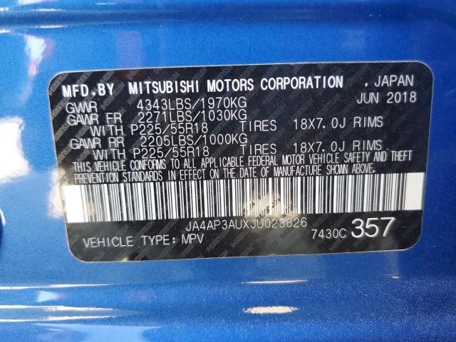 2018 MITSUBISHI OUTLANDER JA4AP3AUXJU023826