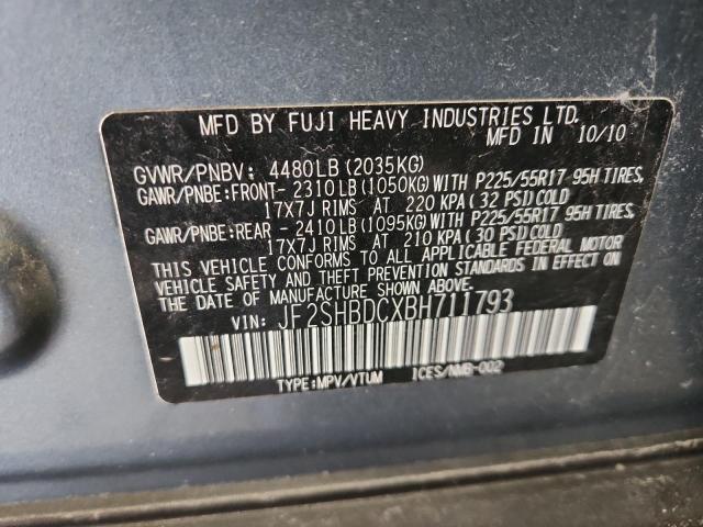 2011 SUBARU FORESTER 2 - JF2SHBDCXBH711793