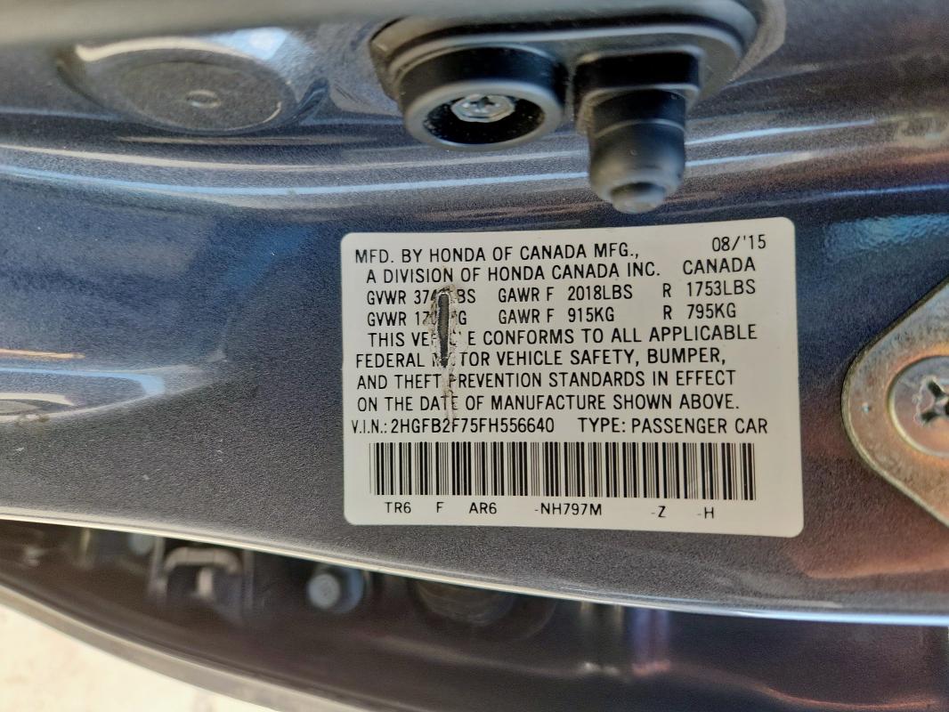 2015 HONDA CIVIC/SE - 2HGFB2F75FH556640