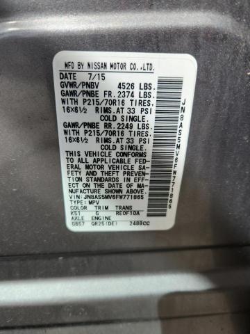 2015 NISSAN ROGUE SELE - JN8AS5MV6FW771865