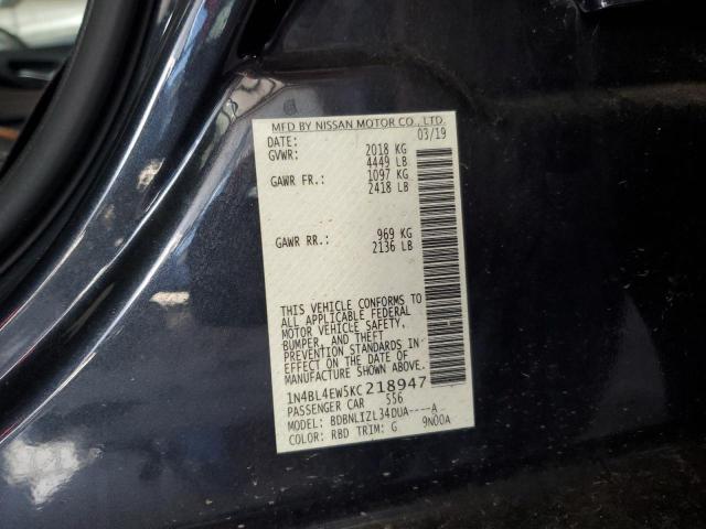 2019 NISSAN ALTIMA SL 1N4BL4EW5KC218947