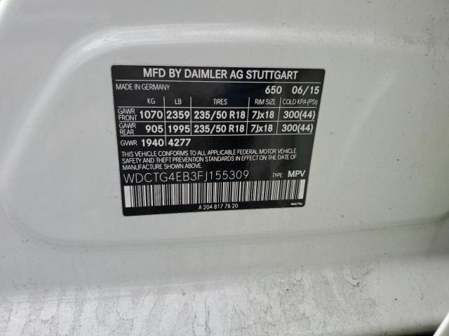 2015 MERCEDES-BENZ GLA 250 WDCTG4EB3FJ155309