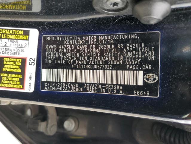 2018 TOYOTA CAMRY L - 4T1B11HK0JU577022