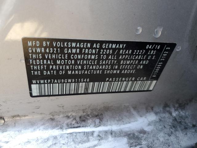 2016 VOLKSWAGEN E-GOLF SE - WVWKP7AU9GW911546