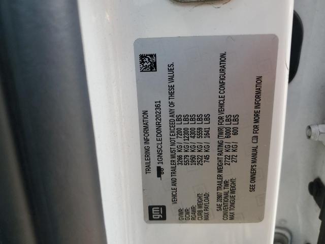 2022 CHEVROLET TAHOE C150 1GNSCLED0NR202361