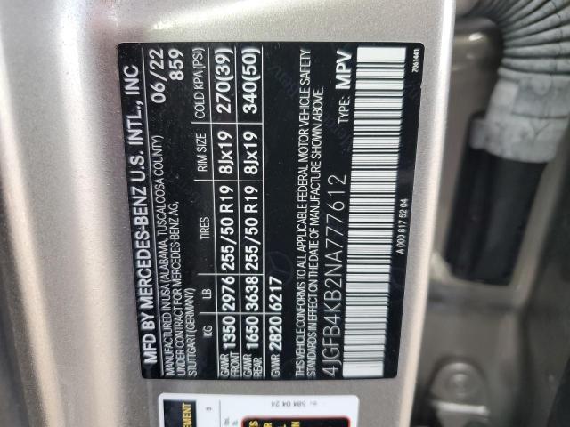 2022 MERCEDES-BENZ GLE 350 4M 4JGFB4KB2NA777612