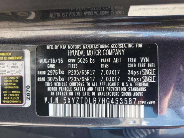2017 HYUNDAI SANTA FE S 5XYZTDLB7HG453587