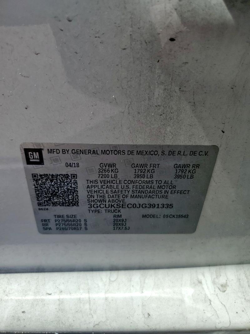 2018 CHEVROLET SILVERADO 3GCUKSEC0JG391335