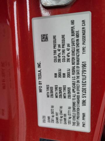 2020 TESLA MODEL 3 5YJ3E1EC1LF791961