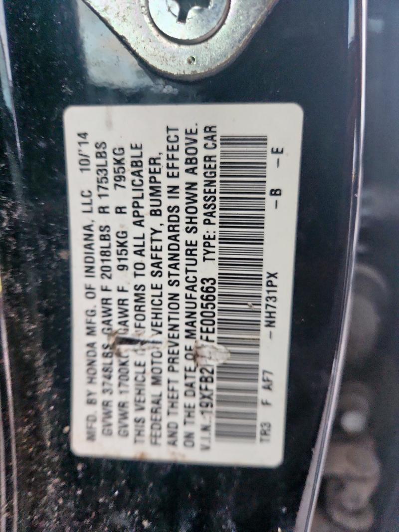 2015 HONDA CIVIC LX - 19XFB2F51FE005663