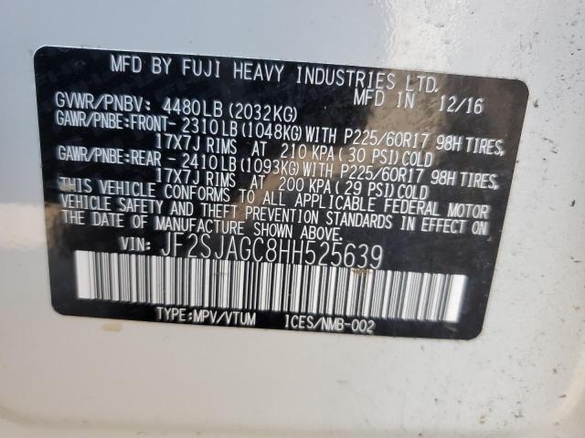 2017 SUBARU FORESTER 2 JF2SJAGC8HH525639