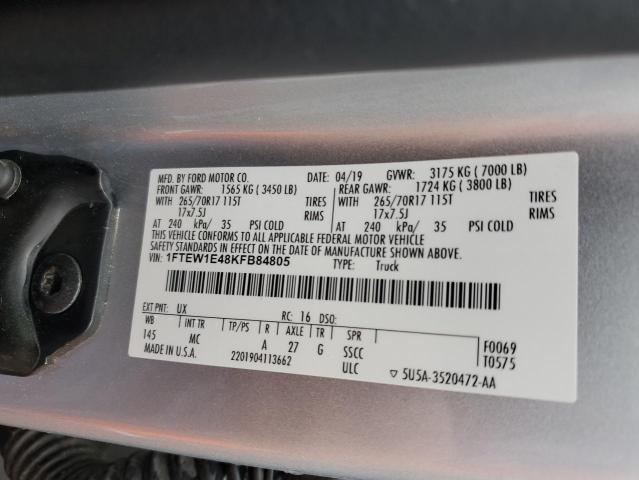 2019 FORD F150 SUPERCREW 1FTEW1E48KFB84805