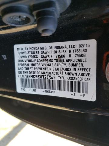 2015 HONDA CIVIC LX 19XFB2F5XFE237579